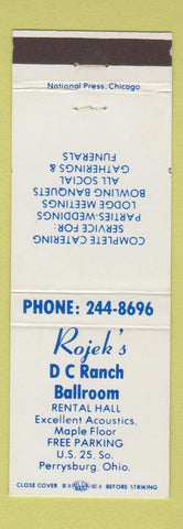 Matchbook Cover - Rojek's DC Ranch Ballroom Perrysburg OH