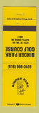 Matchbook Cover - Binder Park Golf Course Battle Creek MI