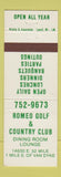 Matchbook Cover - Romeo Golf and Country Club MI