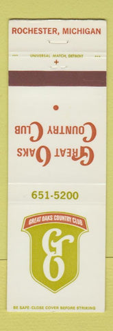 Matchbook Cover - Great Oaks Country Club Rochester MI