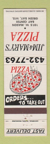 Matchbook Cover - Jim & Mary's Pizza Green Bay WI