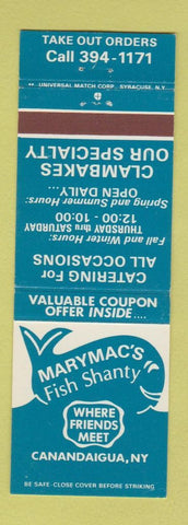 Matchbook Cover - Marymac's Fish Shanty Canandaigua NY