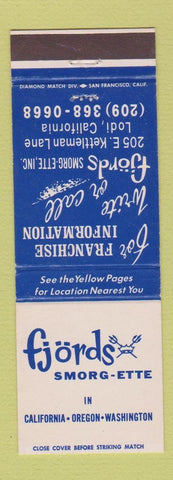Matchbook Cover - Fjords Smor Ette CA OR WA Lodi CA