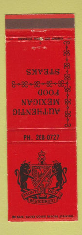 Matchbook Cover - Monte Rey Restaurant Mexican Monterey Park CA