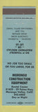 Matchbook Cover - Morongo Construction Equipment Morongo Valley CA BLUE