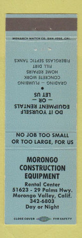 Matchbook Cover - Morongo Construction Equipment Morongo Valley CA BLUE