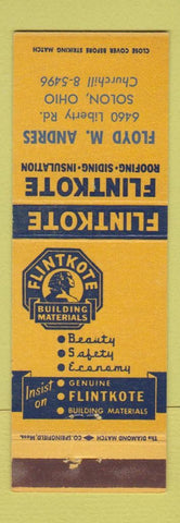 Matchbook Cover - Flintkote Roofing Siding Solon OH