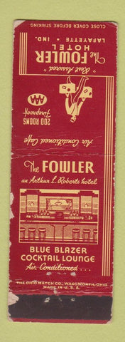 Matchbook Cover - Fowler Hotel Lafayette IN WORN