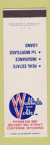 Matchbook Cover - Wallick and Volk Cheyenne WY Insurance Real Estate