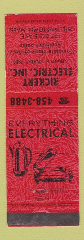Matchbook Cover - Rickert Electric Williamstown MA WEAR