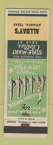 Matchbook Cover - Style Mart Men's Clothes Allday's Atlanta TX WEAR