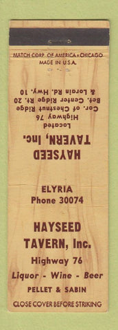 Matchbook Cover - Hayseed Tavern Elyria OH