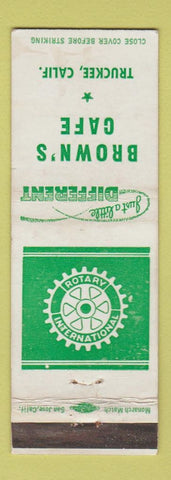 Matchbook Cover - Brown's Cafe Rotary International Truckee CA WEAR