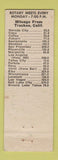 Matchbook Cover - Brown's Cafe Rotary International Truckee CA WEAR