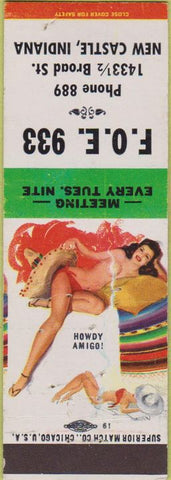Matchbook Cover - Elks Club New Castle IN pinup