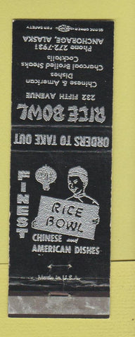 Matchbook Cover - Rice Bowl Chinese Restaurant Anchorage AK