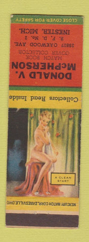 Matchbook Cover - Donald McPherson Match Collector Inkster MI pinup