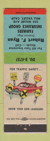 Matchbook Cover - Farmers Insurance Robert Ryan Mill Valley CA