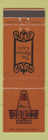 Matchbook Cover - Reno's Coffee Shop French Cafe Mojave CA