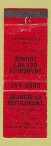Matchbook Cover - Shangri La Restaurant Pompano Beach FL WEAR
