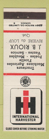 Matchbook Cover - International Harvester Tractors JB Rioux Riviere du Loup QC