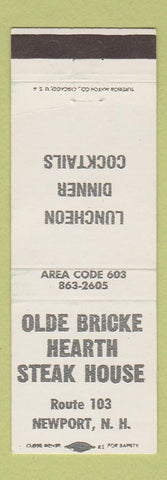 Matchbook Cover - Olde Bricke Hearth Steak House Newport NH