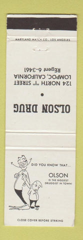 Matchbook Cover - Olson Drug Lompoc CA