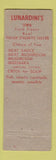 Matchbook Cover - Lunardini's Frozen Spaghetti WORN
