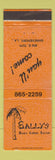 Matchbook Cover - Sally's Brass Copper Rattan Shreveport LA