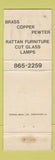 Matchbook Cover - Sally's Brass Copper Rattan Shreveport LA