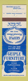 Matchbook Cover - Geiple Funeral Home Glen Rock PA furniture