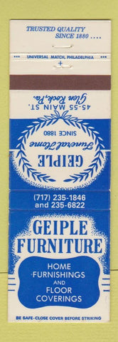 Matchbook Cover - Geiple Funeral Home Glen Rock PA furniture