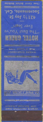 Matchbook Cover - Hotel Green Sacramento CA girlie Publix WEAR