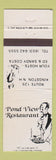 Matchbook Cover - Pond View Restaurant Kingston NH