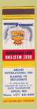 Matchbook Cover - Arches International Inn Flaming Pit Joplin MO