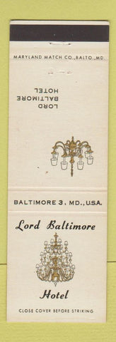 Matchbook Cover - Lord Baltimore Hotel MD