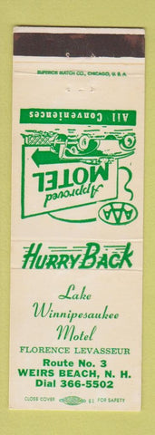 Matchbook Cover - Lake Winnipesaukee Motel Weirs Beach NH