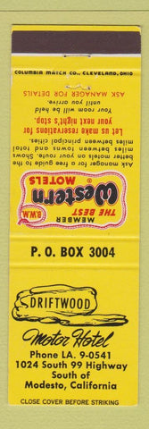 Matchbook Cover - Driftwood Motor Hotel Modesto CA Best Western