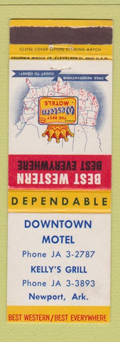 Matchbook Cover - Downtown Motel Newport AR Best Western WEAR