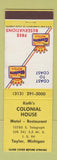 Matchbook Cover - Best Western Koth's Colonial House Taylor MI