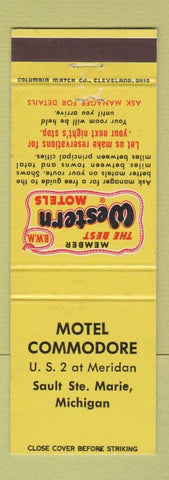 Matchbook Cover - Motel Commodore Sault Ste Marie MI Best Western