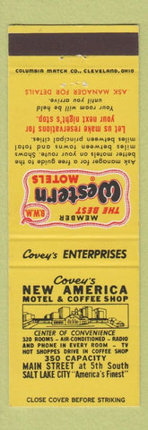 Matchbook Cover - Best Western Covey's New America Motel Salt Lake City UT