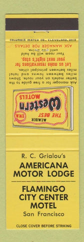 Matchbook Cover - Best Western Americana Lodge Flamingo Motel San Francisco CA