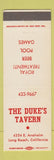 Matchbook Cover - The Duke's Tavern Long Beach CA billiards