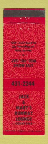 Matchbook Cover - Jack & Mary's Runway Lounge Platte City MO