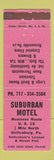 Matchbook Cover - Suburban Motel Gettysburg PA WEAR