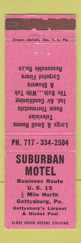 Matchbook Cover - Suburban Motel Gettysburg PA WEAR