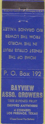Matchbook Cover - Bayview Fruit Growers Association Los Fresnos TX