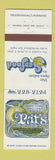 Matchbook Cover - Pat's Seafood Restaurant Henderson LA