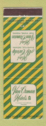 Matchbook Cover - Van Orman Hotels Fort Wayne Evansville IN